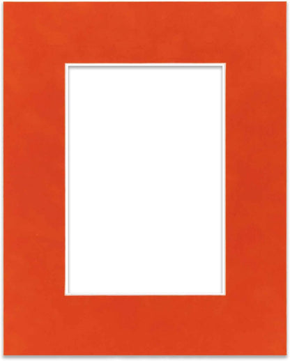 Poster Palooza 11x14 Mat Bevel Cut for 8.5x11 Photos - Acid Free Orange Suede Precut Matboard - For Pictures, Photos, Framing - 4-ply Thickness