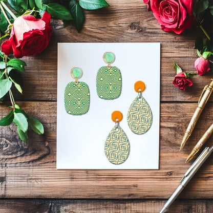 16 Sheets Artistic Flowers Clay Texture Mat Geometric Pattern Polymer Clay Texture Sheets DIY Tools for Pottery Earring Jewelry Making Stamp Engraving Machines