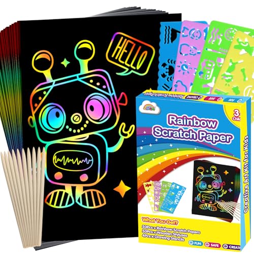 100PCS Rainbow Scratch Paper Art Gifts