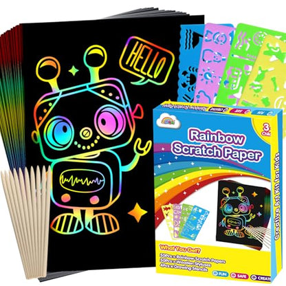 100PCS Rainbow Scratch Paper Art Gifts