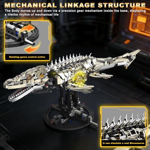Mechanical Mosasaurus Dinosaur Building Block Set for Adults