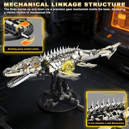 Mechanical Mosasaurus Dinosaur Building Block Set for Adults