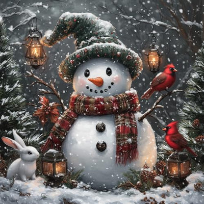 Needlepoint Kits 14ct Counted Cross Stitch Kits for Adults Printed Stamped Cross Stitch Patterns Kits Snowman Birds Rabbits Cross Stitch Supplies
