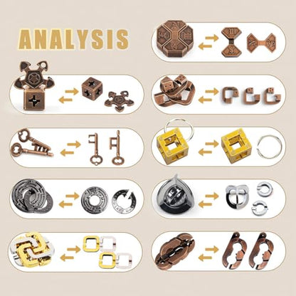 9 Piece Metal Brain Teaser Puzzle Set (9 Count)