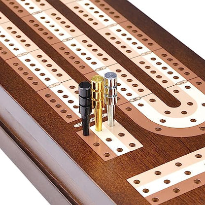 Wooden Cribbage Board Game Set with Magnetic Lock