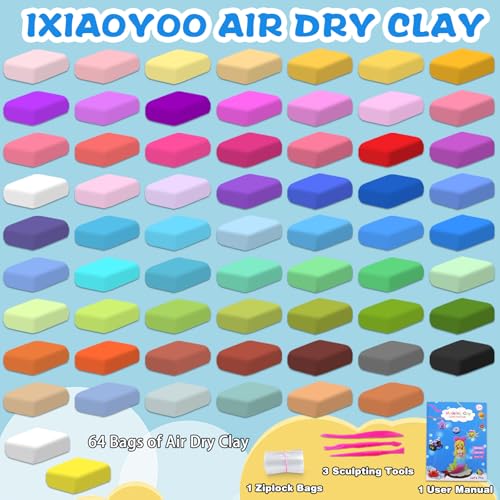 Air Dry Clay 64 Colors Foam Modeling Clay for School Projects