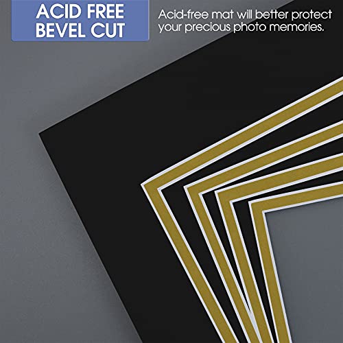 5 Pack Double mat 11x14 For 8x10 Photo Black Over Gold (5 Count)