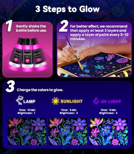 52 PCS Classic & Pastel & Glow in the Dark Acrylic Paint Set