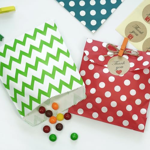 200 Pcs Rose Gold Candy Buffet Bags Small Cookie Bags Polka Dot Paper Treat Bag for Wedding Birthday Party