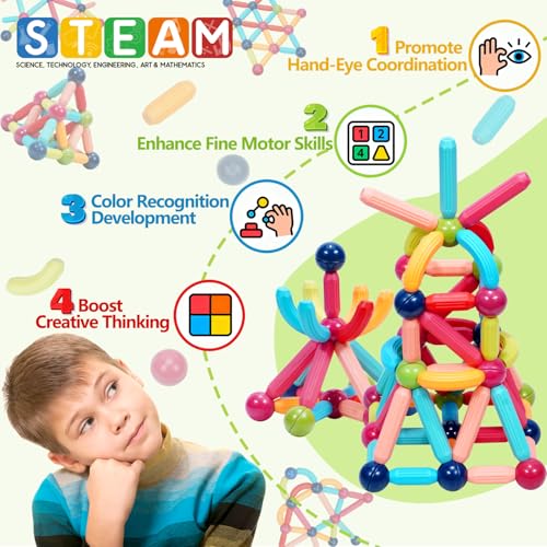 Magnetic Building Blocks STEM for Kids (110 Count)