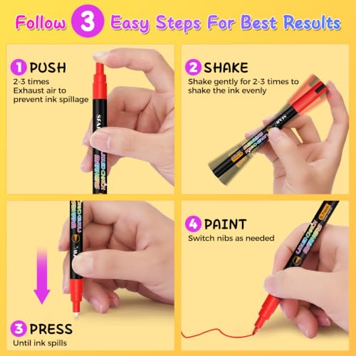 Liquid Chalk Markers for Blackboard 24 Vibrant Colors 1mm Fine Tip (24 Count)