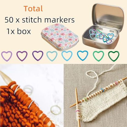 80Pcs Knitting Stitch Markers 4 Shapes Colorful Crochet Stitch Markers with Box for Crocheting and Knitting