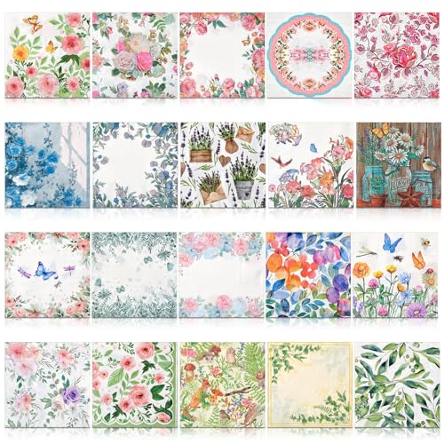 20 Pack Decoupage Napkins Floral Cocktail Decorative Paper Napkins (20 Count)