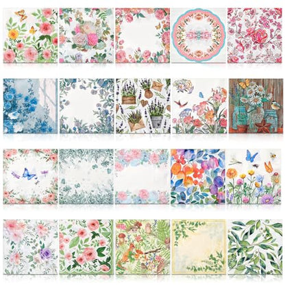 20 Pack Decoupage Napkins Floral Cocktail Decorative Paper Napkins (20 Count)
