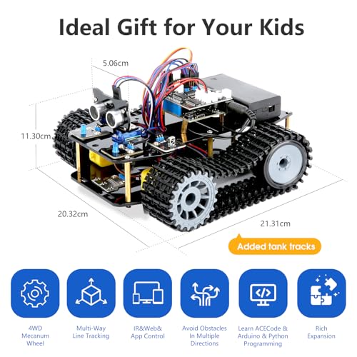 Smart Robot Tank Car Kit with ESP32 for Arduino Robotics for Kids Ages 8