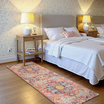 Reine Bohemian Washable Runner Rugs with Rubber Backing