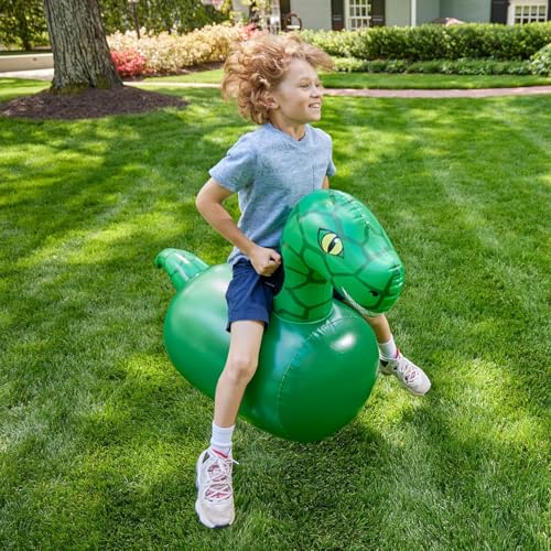 Hop N Go Inflatable Dino Riding Bouncy Hopping Toys for Kids Ages 5+ (2 Count)