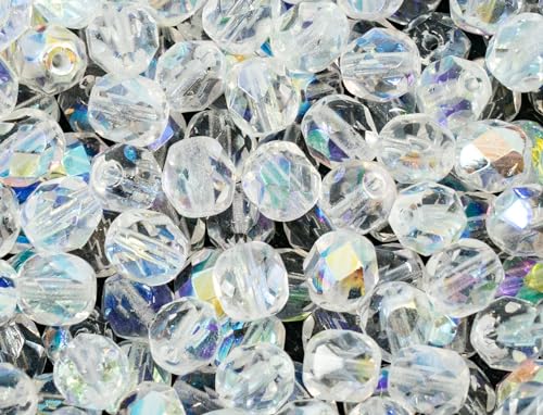 50 pcs Faceted Fire Polished Pressed Czech Glass Beads 6mm (50 Count)