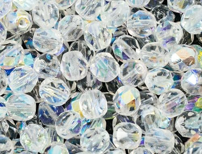50 pcs Faceted Fire Polished Pressed Czech Glass Beads 6mm (50 Count)