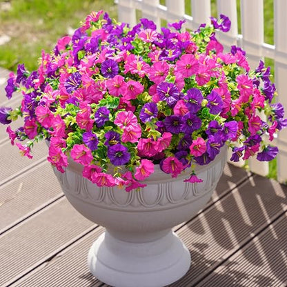 Artificial Flowers Fake Plants for Outdoors Decoration (12 Count)