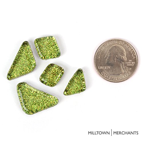 Lime Green Glitter Mosaic Tile Pieces