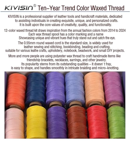 10 Year Popular Assorted Colors Round Waxed Thread (12 Color)