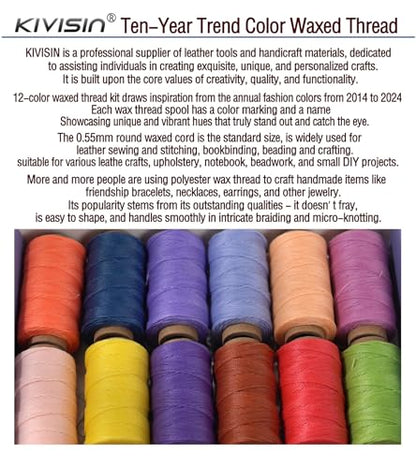 10 Year Popular Assorted Colors Round Waxed Thread (12 Color)
