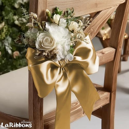 Pale Gold Satin Ribbon 4 Inch x 10 Yards Double Faced
