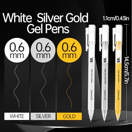Gold Silver White Gel Pen Set