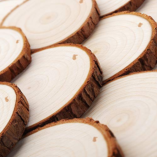 Unfinished Wood Slices with Hole (30 Count)