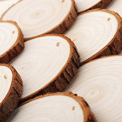 Unfinished Wood Slices with Hole (30 Count)