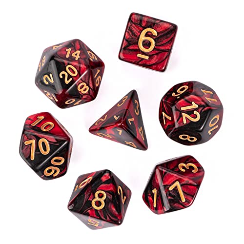 7PCS Polyhedral DND Dice Set Red Black Dice for Role Playing Games