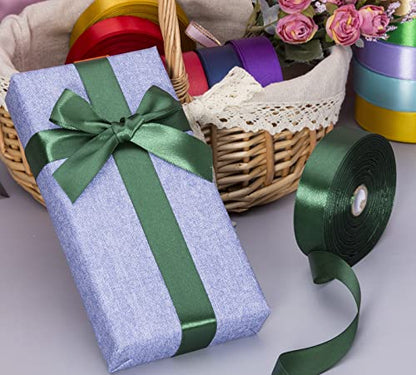 1 Inch Dark Green Solid Satin Ribbon for Gift Wrapping (150 Foot)