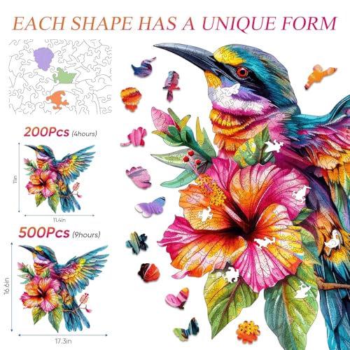 Wooden Puzzles for Adults Hummingbirds 200 Pieces Jigsaw Puzzle (200 Count)