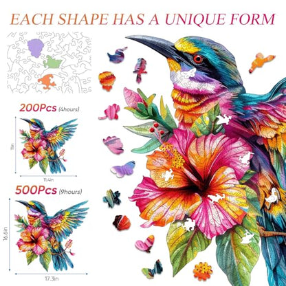 Wooden Puzzles for Adults Hummingbirds 200 Pieces Jigsaw Puzzle (200 Count)