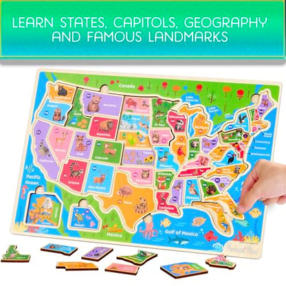 USA Map Wooden Puzzle