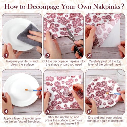36 Pack 6 Style Red and White Decoupage Chinoiserie Napkins (36 Count)