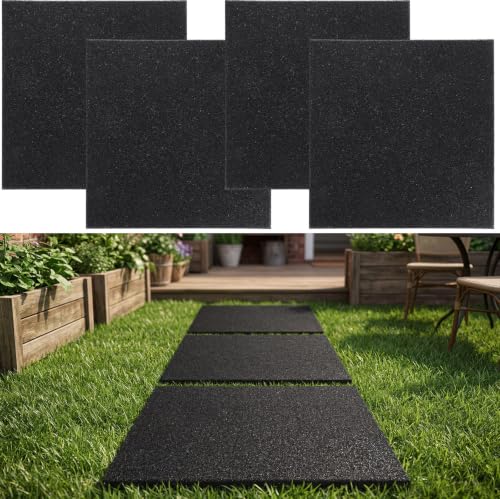 4 Pcs 12 x 12 Inch Rubber Stepping Stones Outdoor Garden Walkway Non (4 Count)