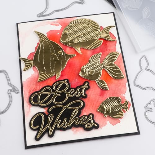 3D Embossing Folder for Card Making Fish Texture Pattern Plastic Embossing Folders for DIY Scrapbooking Photo Album Card Paper Craft Decoration Embossing Template Paper Card Embossing Stenci