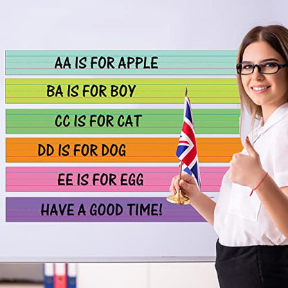 12 Pieces Large Magnetic Sentence Strips 3 x 36 inch Dry Erase Sentence Strips Jumbo Multicolor Magnetic Handwriting Paper with Lines for Teacher Whiteboard Classroom School Supplies