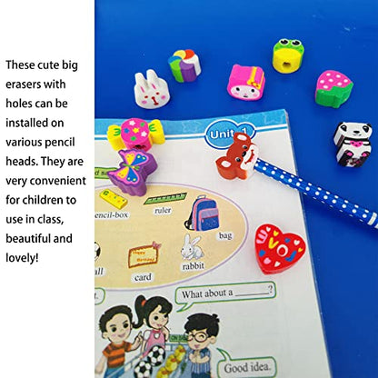 35PCS Fun Animal Fruit Pencil Topper Erasers for Kids Bulk (35 Count)