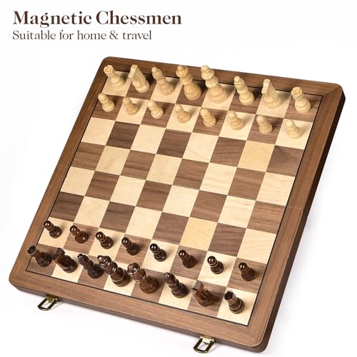 15" Wooden Chess Set with Magnetic Pieces