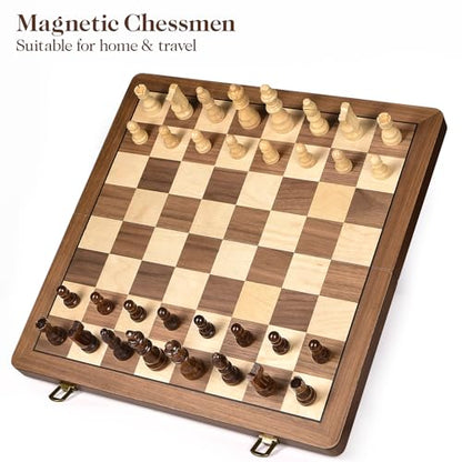 15" Wooden Chess Set with Magnetic Pieces