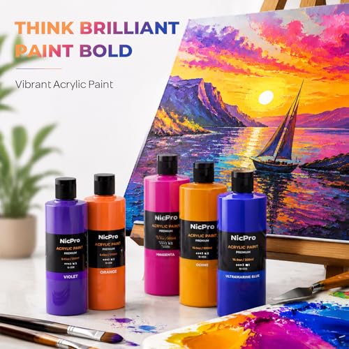 14 Colors Large Bulk Acrylic Paint Set for Artist (236.6 Fl Oz)