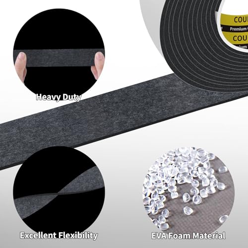 Black Foam Tape Weather Stripping Sealing Sponge (9.84 Foot)