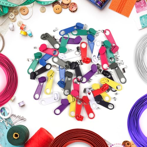 31 Yards 10 Pieces Sewing Zippers #3 Nylon Coil Zippers Assorted Zipper for Sewing with 40 Zipper Sliders for DIY Tailor Sewing Crafts Supplies (10 Count)
