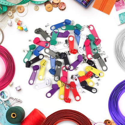 31 Yards 10 Pieces Sewing Zippers #3 Nylon Coil Zippers Assorted Zipper for Sewing with 40 Zipper Sliders for DIY Tailor Sewing Crafts Supplies (10 Count)