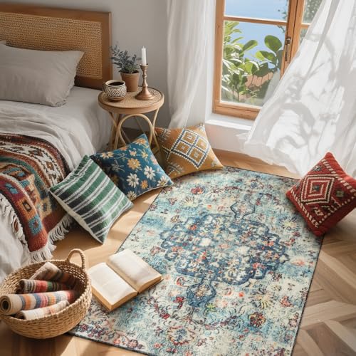 Reine Bohemian Floral Medallion Area Rug