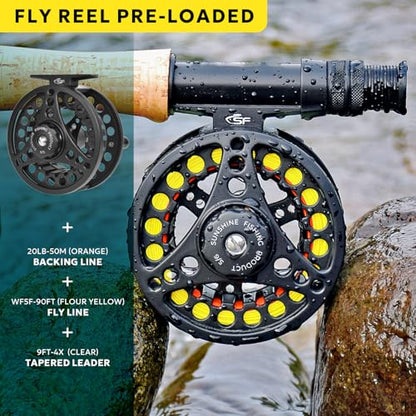 5WT 9FT Fly Fishing Rod Combo Starter Kit 4 Piece Semi Gloss Green Jade Finish 24T Carbon Fiber Trout Travel Fly Rod with Reel