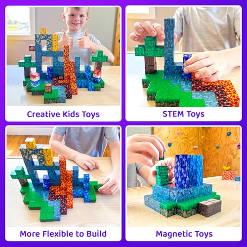 Magnetic Blocks 100PCS Kids Toys Magnetic Building Blocks Build Mine Magnet World Craft Cubes Boys Toys Ages 3 (100 Count)